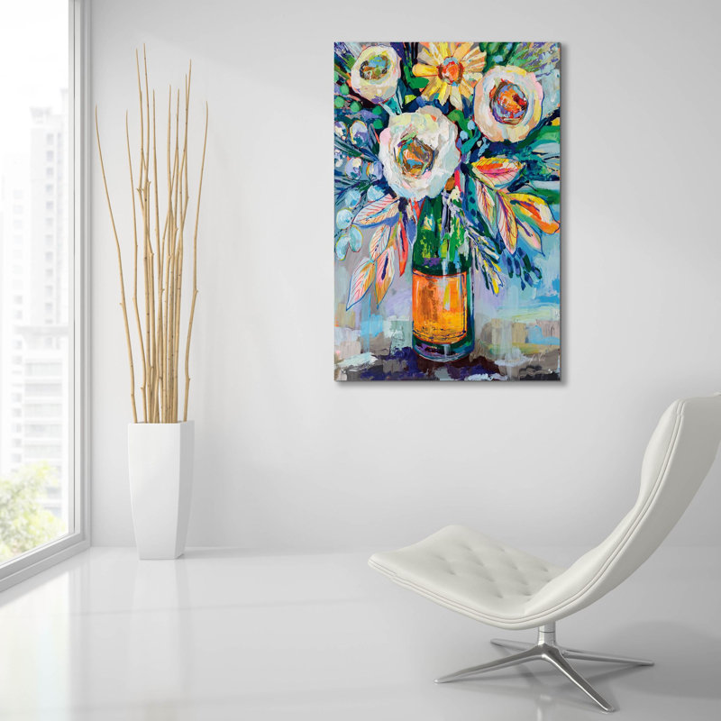 «Clicquot Bouquet» par Jeanette Vertentes, art mural en verre acrylique, 12 po x 16 po, H 36 po x l 24 po x P 0,2 po
