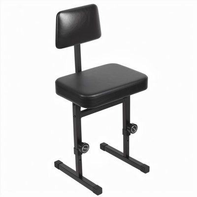 Banc de piano de style H, fauteuil de piano réglable à 5 hauteurs avec coussin rembourré noir, siège de clavier de musique avec dossier pour les enfants adultes