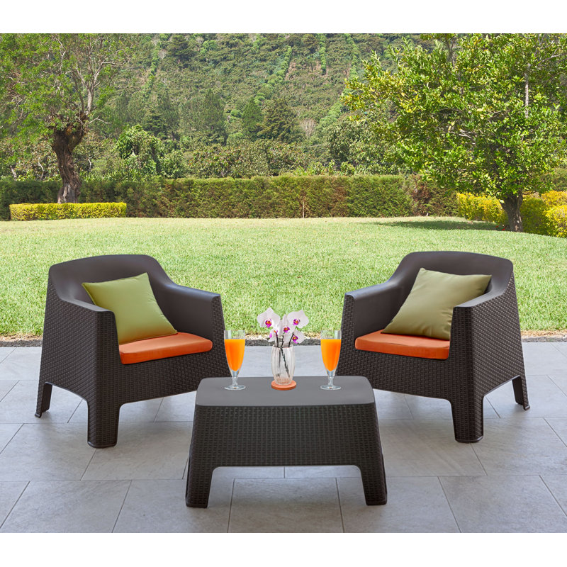 Ensemble de conversation 3 pièces Bali en espresso, 3 Pieces: Table, 2 Chairs, Brun