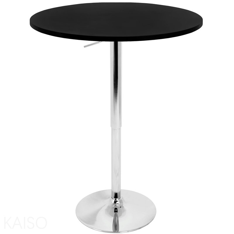 Table de bar contemporaine réglable en noir, Argenté / Noir