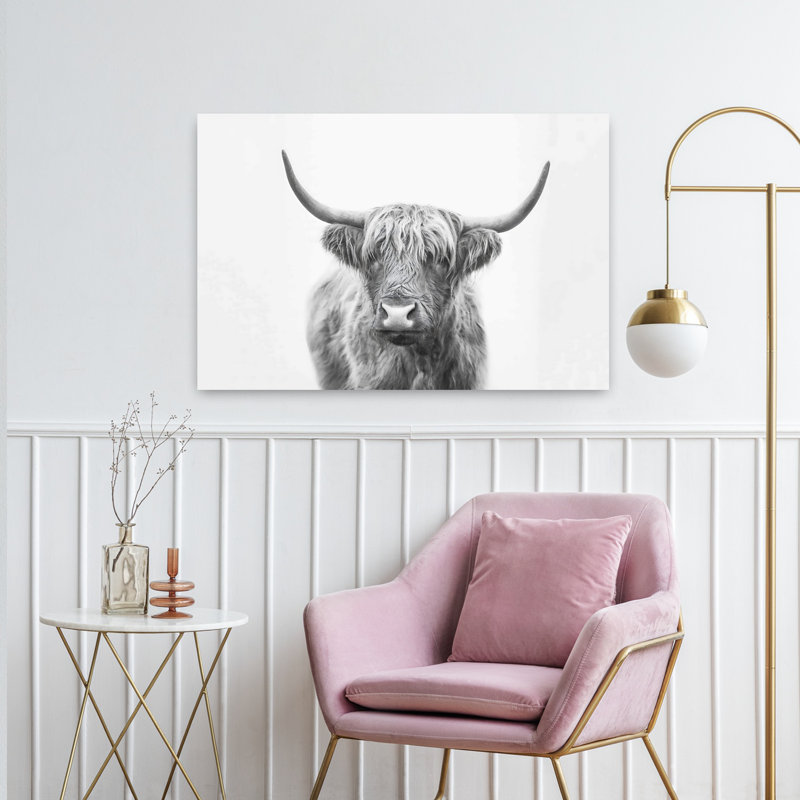 Art mural abstrait contemporain Highland Bull, H 24 po x l 36 po