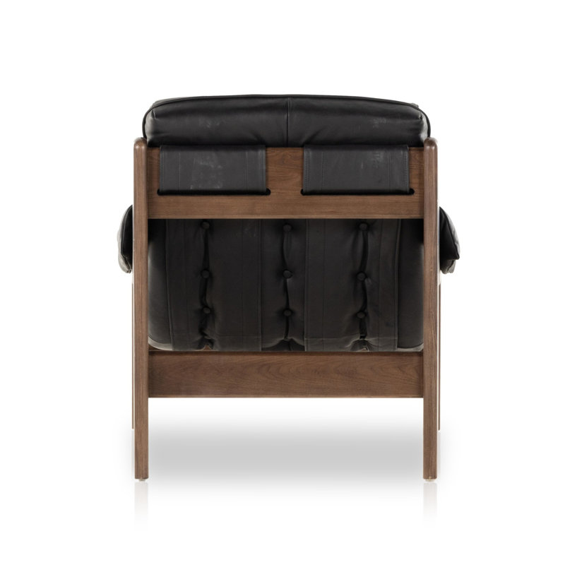 Kensington Armchair, Terra Brown Ash, Heirloom Black Genuine Leather