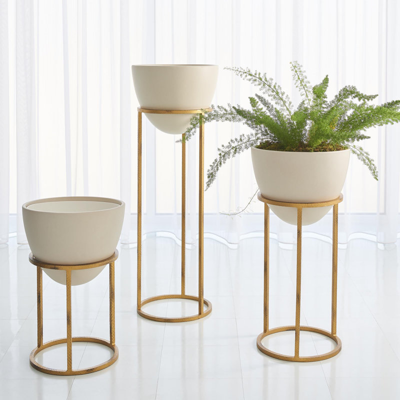 Wise Egg Planter, 44" H x 16" W x 16" D, Antique Gold Leaf
