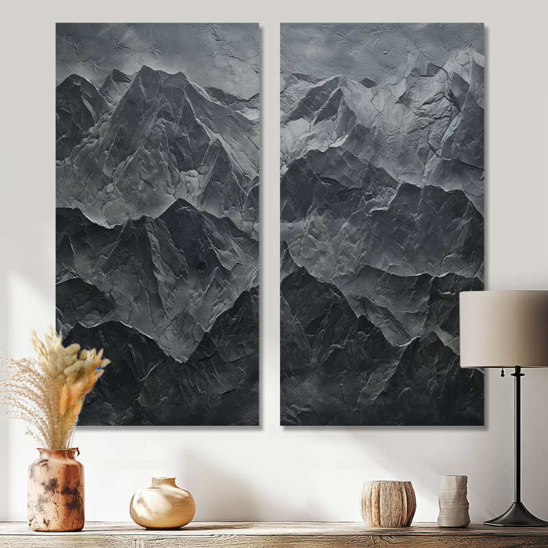 «USA Mountain Majesty Grey Minimalisme», art mural sur toile traditionnel, H 32 po x l 32 po, Ne s’applique pas