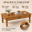 Table basse Vintage Farmhouse avec tiroir de rangement et pieds tournés en bois massif pour le salon-522096336