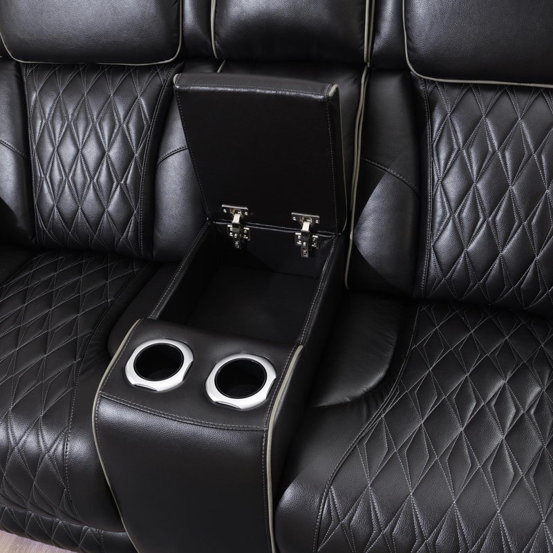 Crossen Upholstered Power Reclining Home Theater Seating with Cup Holder