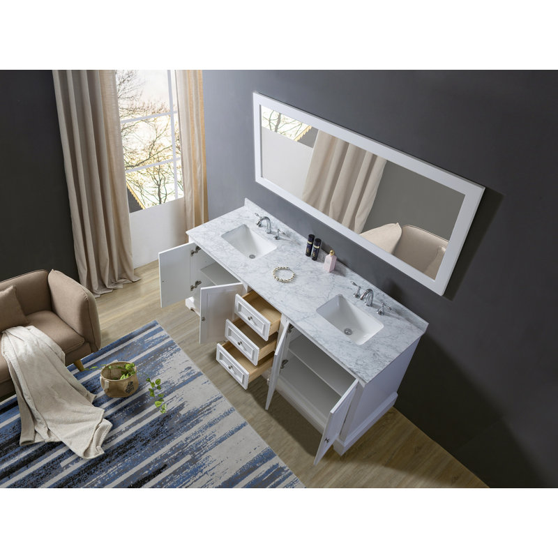 Celyn 72 " W Freestanding Standard Free Standing 2 Double Vanity Bathroom Vanity With Marble Top
