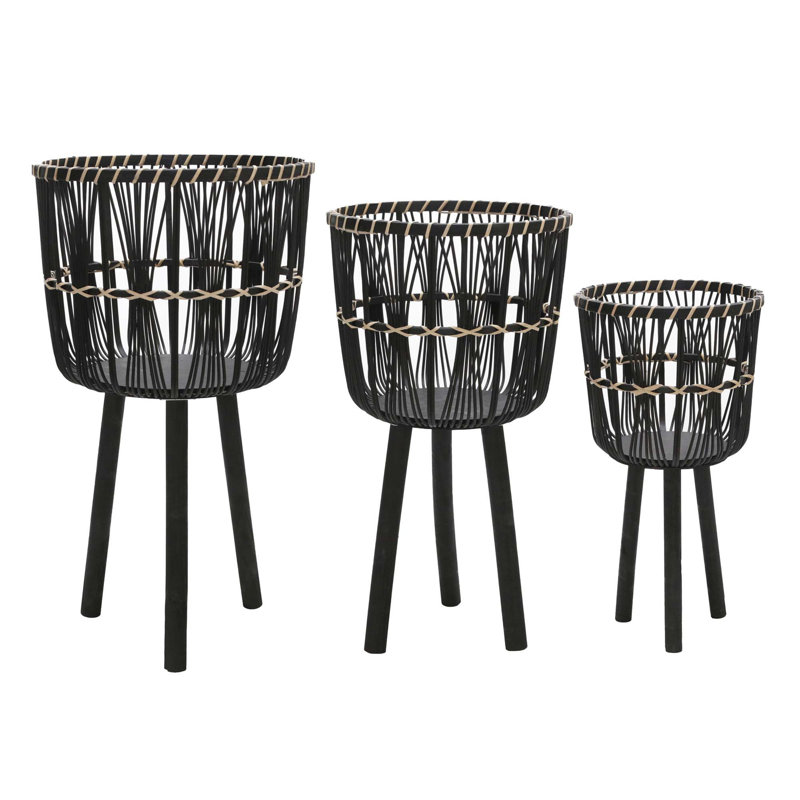 High-Quality Versatile Bamboo Planters for Various Plants and Spaces, Black, 26" H x 15" W x 15" D