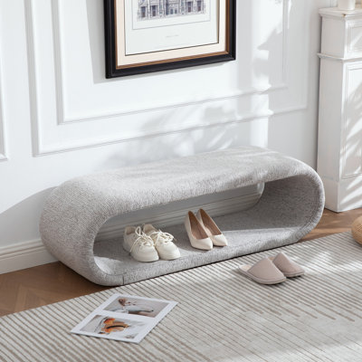 52.17" W Modern Chenille Bench, Entryway Ottoman Bench