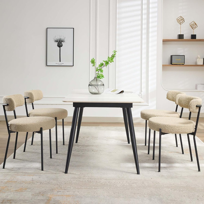 Crystianna 11'' H Upholstered Side Chair, Beige, Black