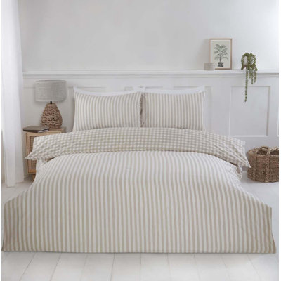 Gingham Cotton Blend Striped Duvet Cover Set with Pillowcases