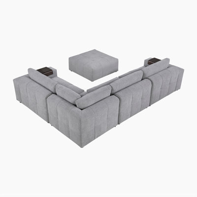 Providence 143" Modern & Contemporary 5-Piece Modular Sectional Sofa with Ottoman