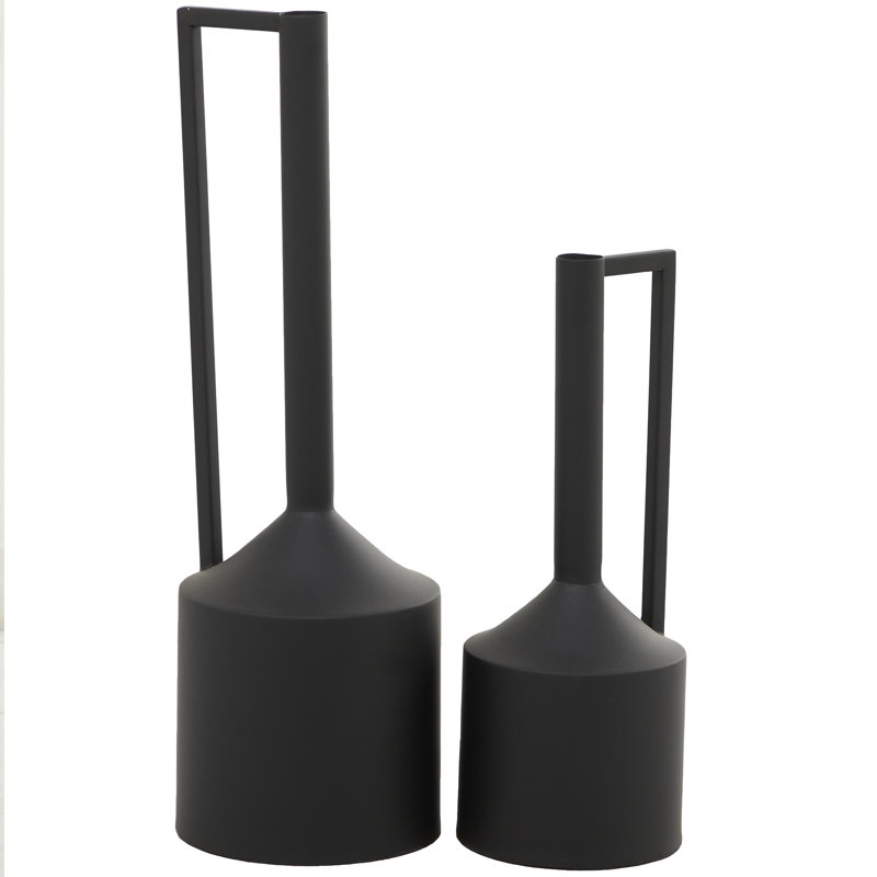 Ensemble de vases en métal avec poignées, Noir
