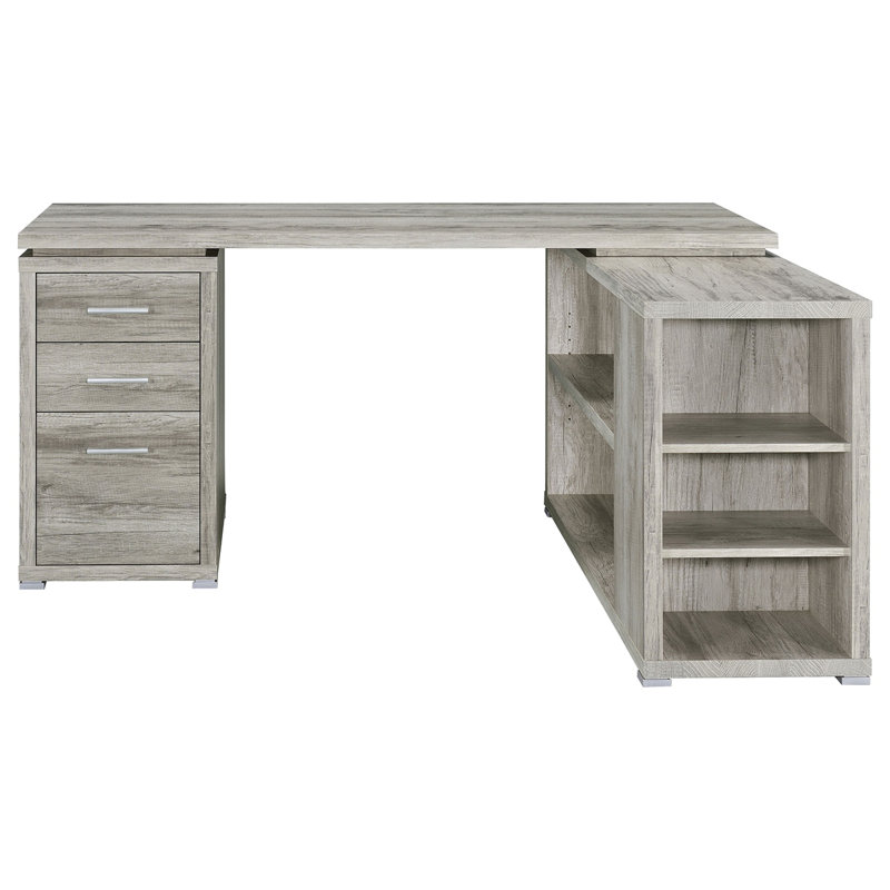 Tona Driftwood 3-Drawer L-Shape Desk, Oak