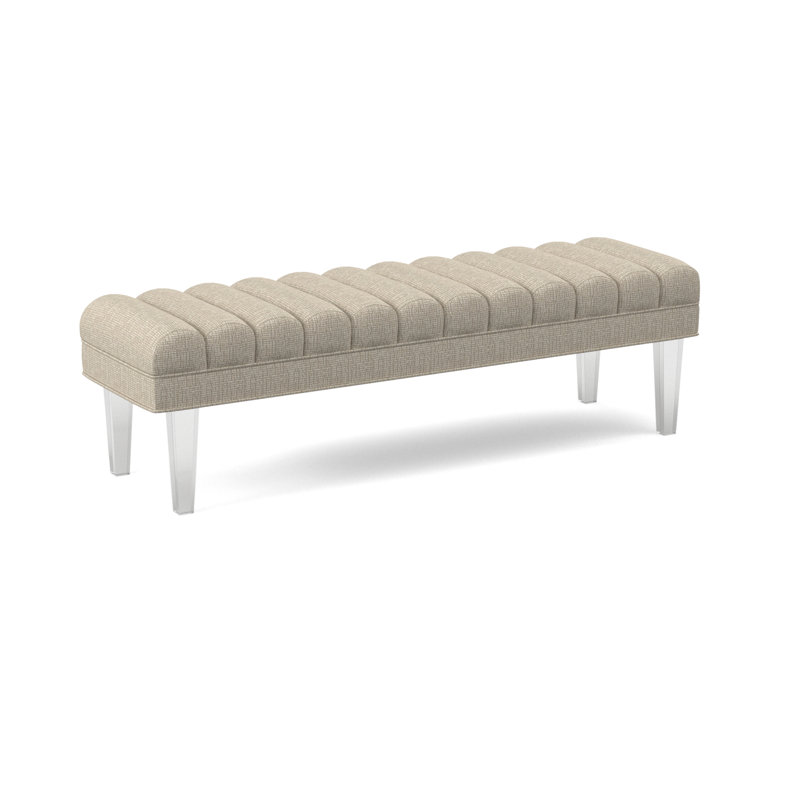 Lana Upholstered Bench, 18" H x 60" W x 18"D, Stepping Stones Ivory Viscose