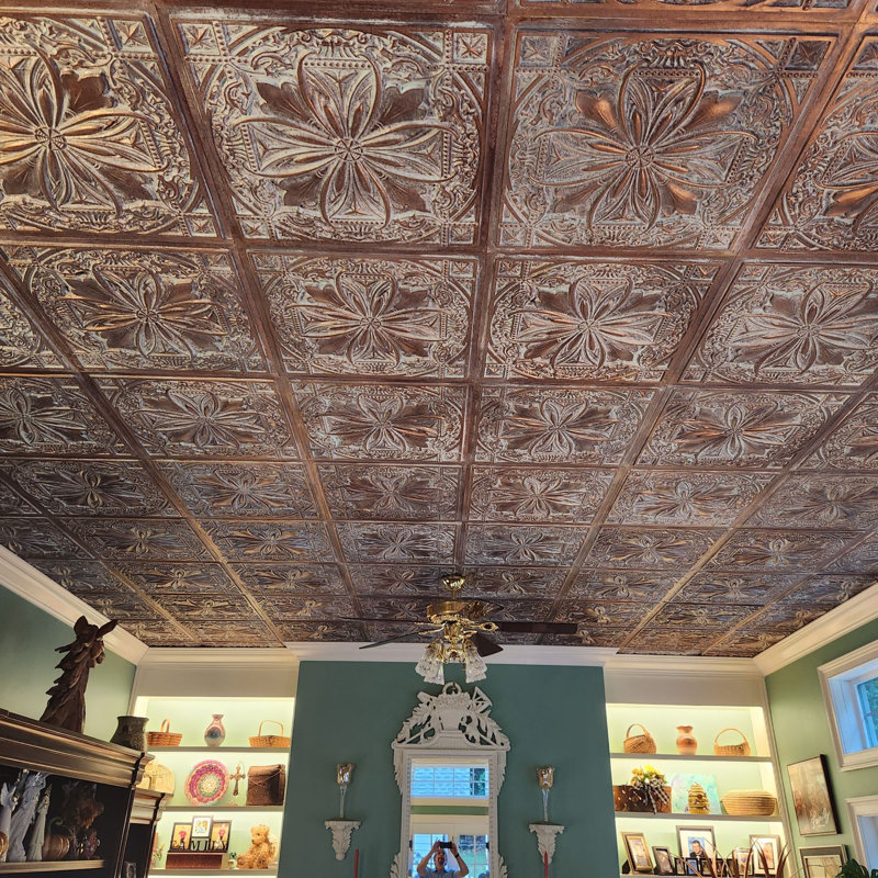 Carreau de plafond en PVC 2 pi x 2 pi gris