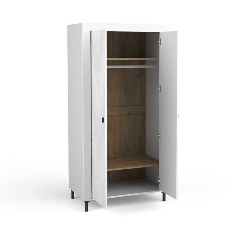 Onut 2 Door Manufactured Wood Wardrobe, White and Oak
