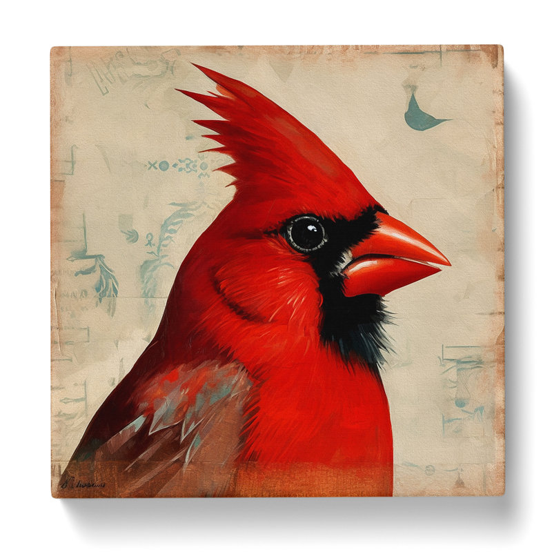 Cardinal Bird Soviet No.1 - Wrapped Canvas - Framed Print, 50cm H x 50cm W x 3cm D