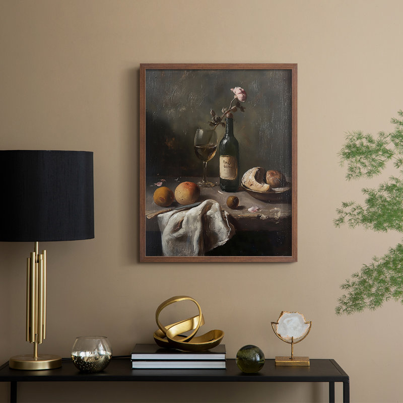 Reproduction encadrée FLORAL Series DCCxxv - bois massif, H 11 po x l 9 po, Noyer
