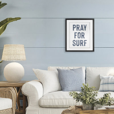 «Summer Sentiment Pray For Surf», impression sous verre encadrée, design par lettré et doublé