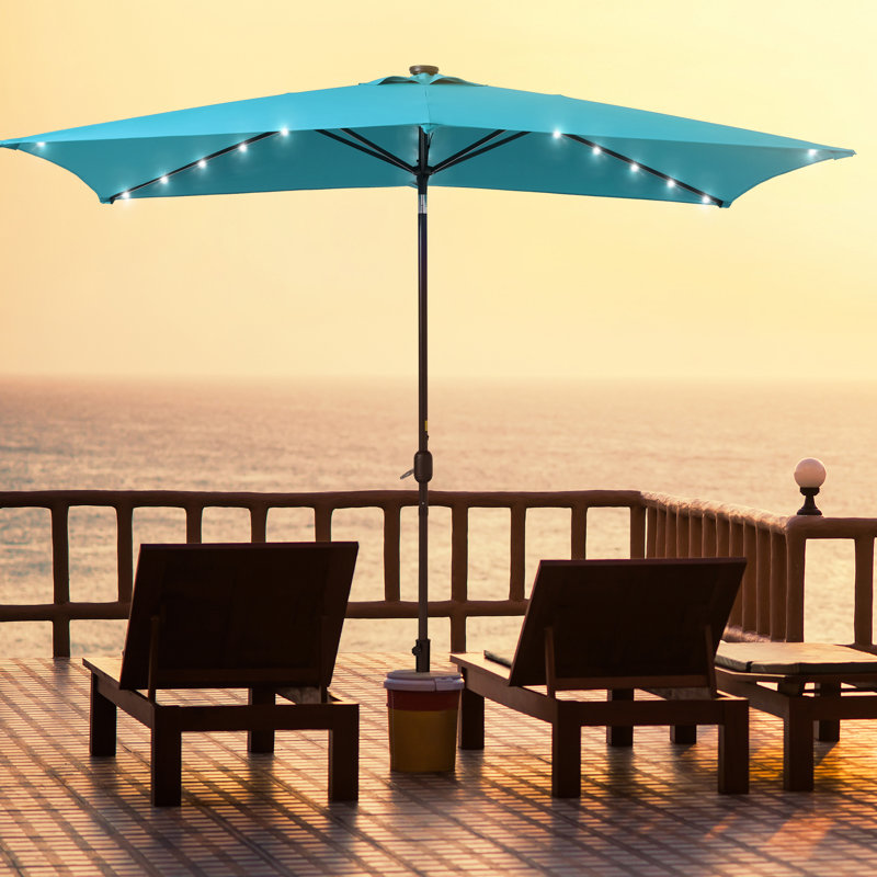 Parasol de marché rectangulaire éclairé 120 po x 78 po Dorando, Lac bleu