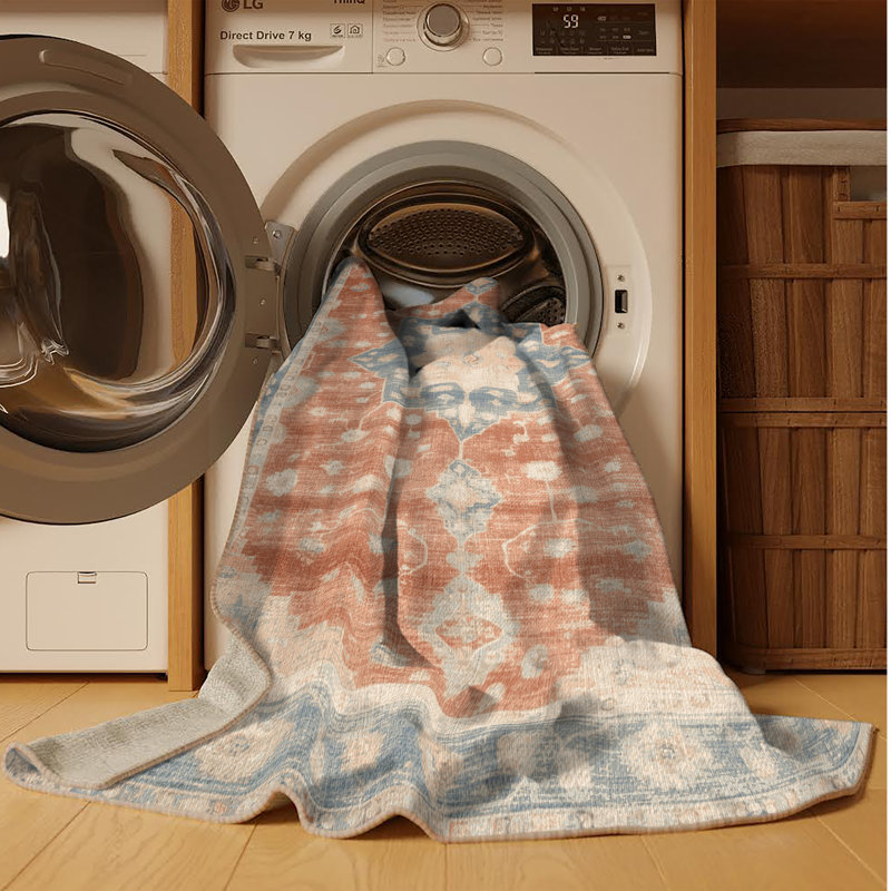 Machine Washable Overdyed Brown Area Rug, Rectangle 5' x 8'