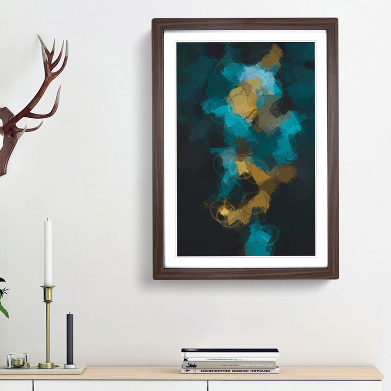 Light Blur in Abstract - Picture Frame Graphic Art Print, 87cm H x 62cm W x 2cm D, Walnut Framed