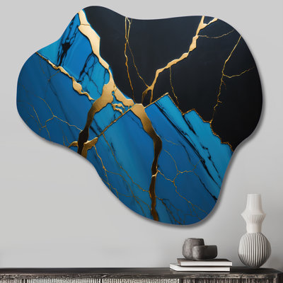 «Abstract Geode Blue II» - Art mural abstrait en métal asymétrique, sculpture murale en métal nuage