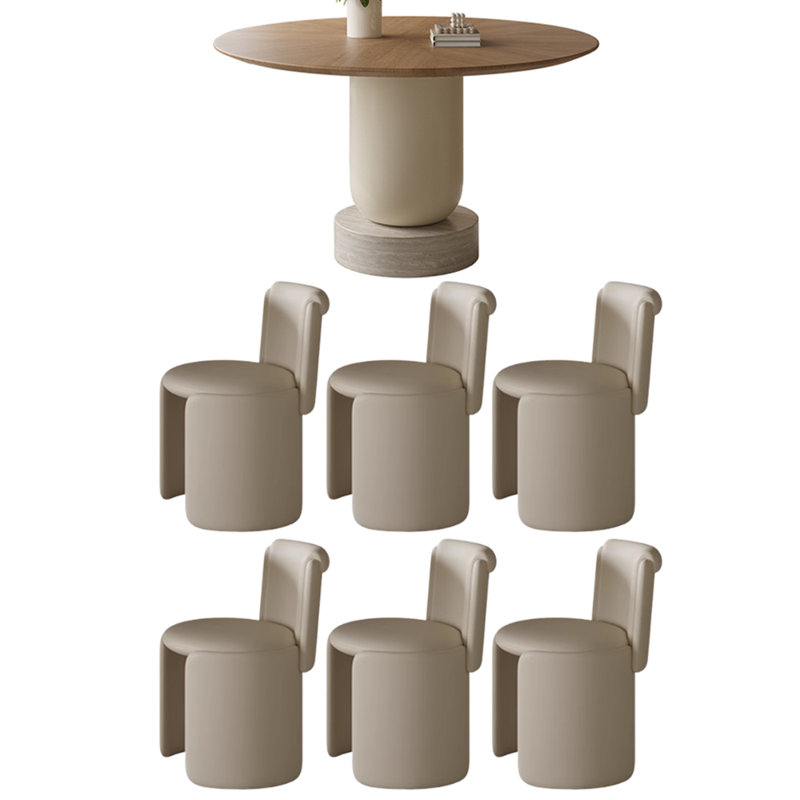 Creative High-end Durable Oak Tabletop Round Table, Cream, 29.52"H x 47.24"L x 47.24"W