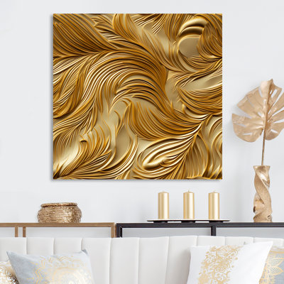 Golden Feathers Serenity IV - Feathersmetal Wall Art