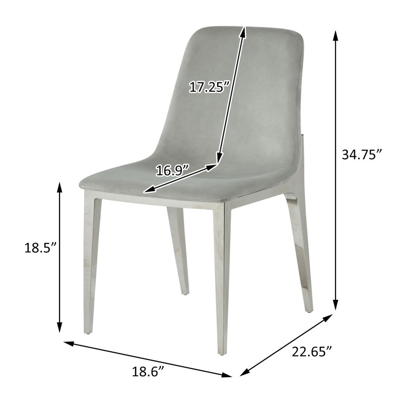 Chaise d'appoint en velours gris et chrome Tiberio