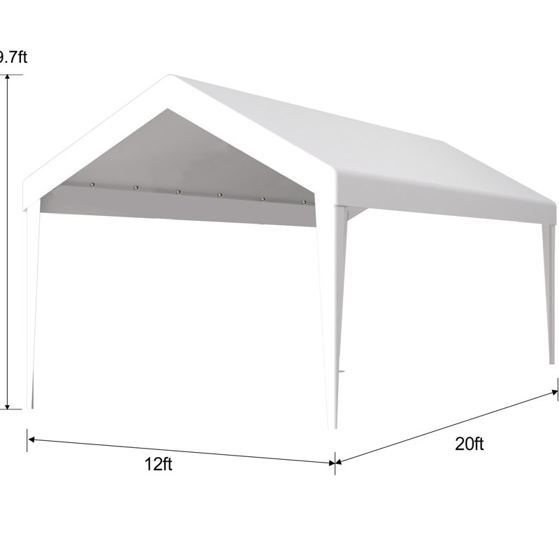 Housse de remplacement pour abri de garage 12 X 20 pi - Protégée, imperméable, 76 boucles élastiques, Blanc