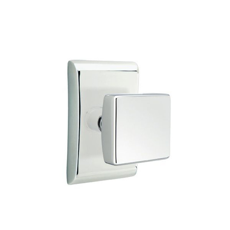 Double Dummy Square Knob with Neos Rose, Polished Chrome