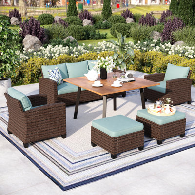 Anjna 7 - Person Patio Conversation Sets with Cushions