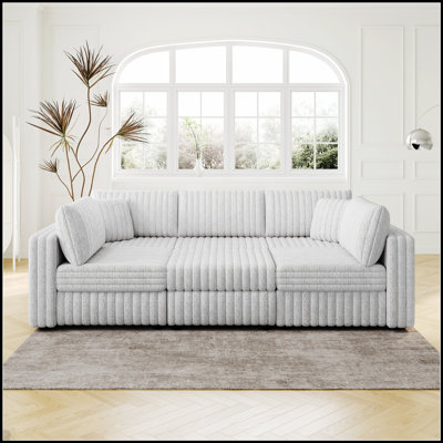 Canapé pour 6 personnes en forme de U de 106,3 pouces avec repose-pieds hydraulique de 30,7 pouces et siège confortable pour la vie moderne