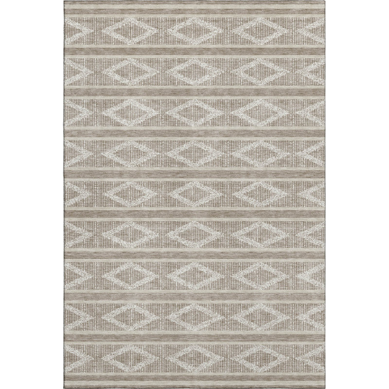 Premium Machine Washable Birchview AMF1029 Geometric Rug, Rectangle 8' x 10'