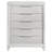 Mory Tall Dresser Chest, 5 Drawer, Embossed Herringbone Pattern, White