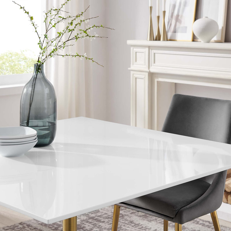 Lippa Square Dining Table, 29.5" H x 48" W x 48" L, Gold