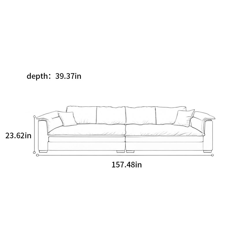 Canapé simple et moderne en tissu, 7, H 23,62 po x l 157,48 po x P 39,37 po