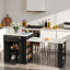 Îlot de cuisine 80,7 po avec table extensible, table de salle à manger avec tiroirs et armoire à double porte-716500441