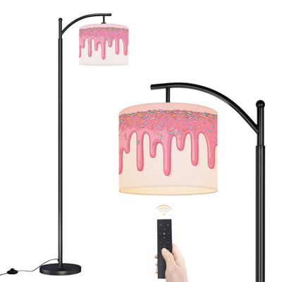 Arc Floor Lamp with Adjustable Lampshade Icing sprinkles cream spray Seamless Standing Lamp 3 Colour Temperatures Dimmable Tall Pole Lamp with Foot Switch for Bedroom