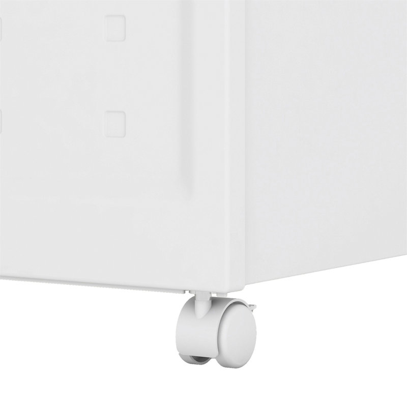 Set Of 2 Collapsible Stackable Rolling File Boxes With Lids And 10 Hanging Files, Portable Plastic Storage Organizer Or File Cabinet With Wheels For Home Or Office