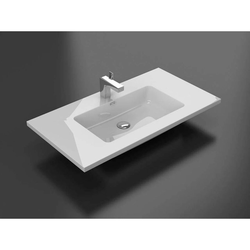 Lavabo de salle de bain rectangulaire encastrable en polymère blanc 19 po avec trop-plein Alma