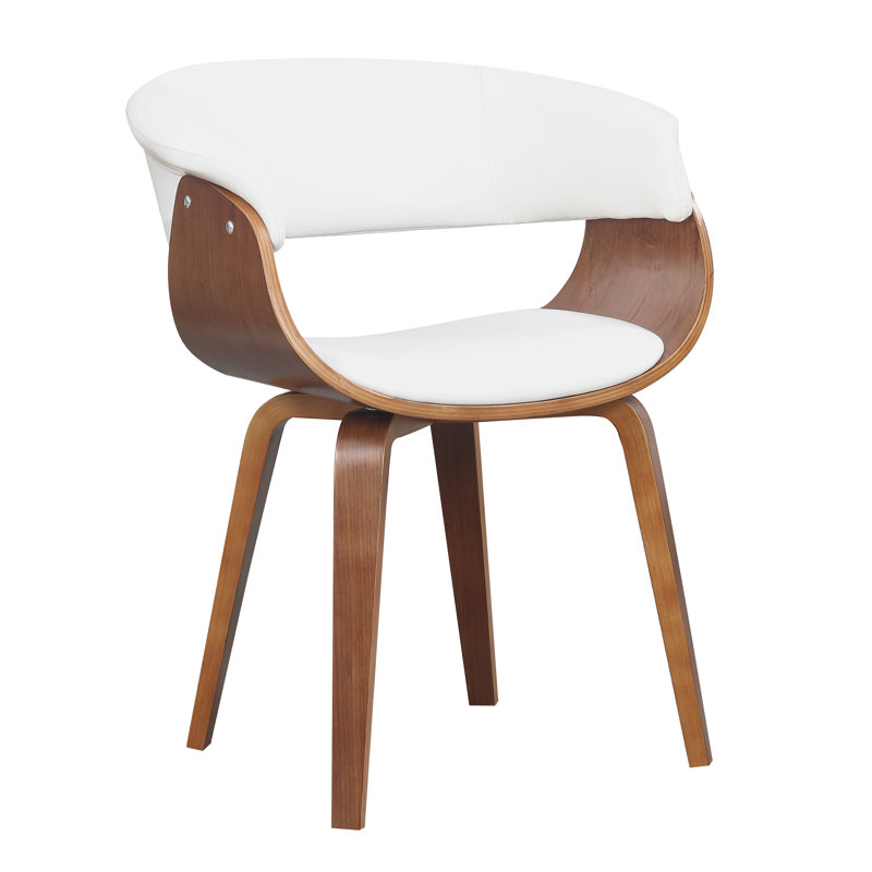 Baumgartner 18.1'' H Polyurethane Upholstered Walnut Armchair, White