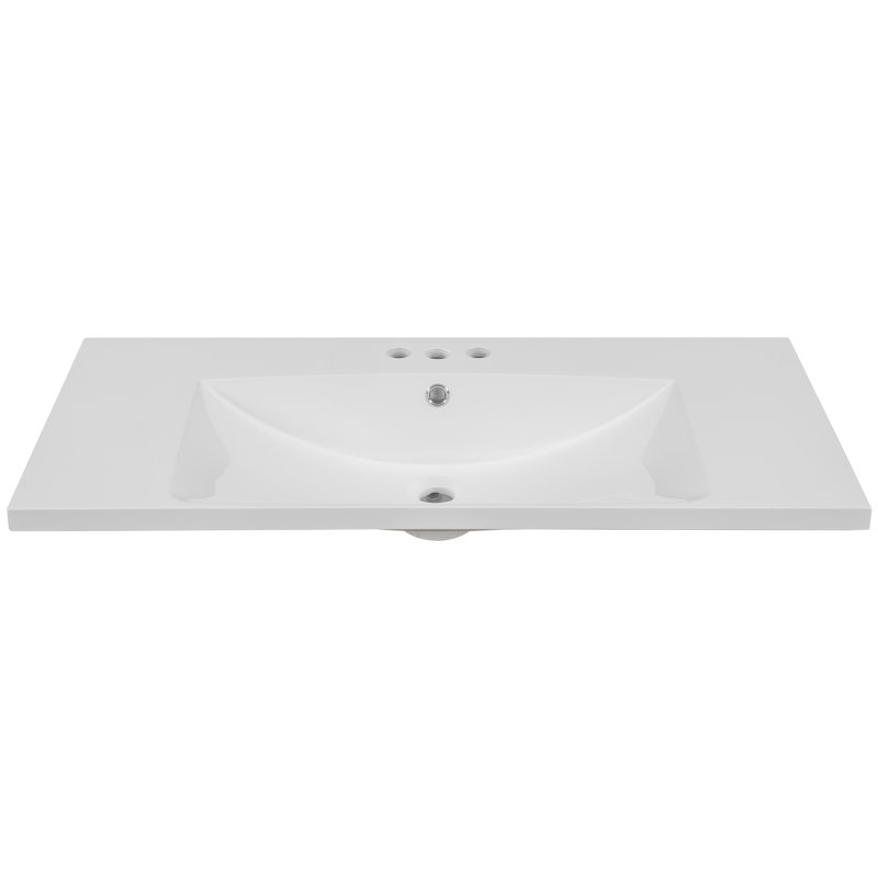 36" White Ceramic Rectangular Undermount Vanity Sink Top