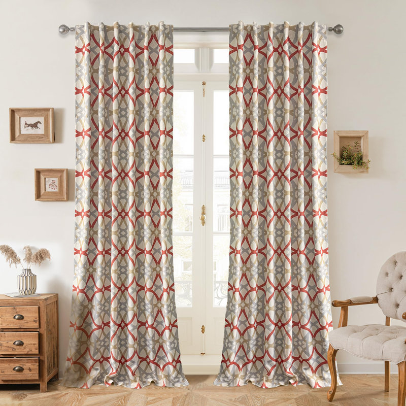 Hambly Geometric Blackout Curtains for Living Room Thermal Insulated Room Darkening Geo Moroccan Mid Century Grommet Bedroom Drapes