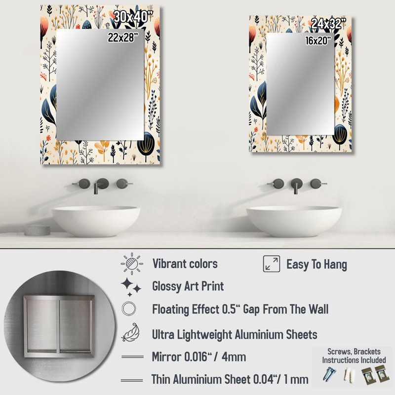 Helki - Cream Wall Mirror Decor, 32 po x 24 po