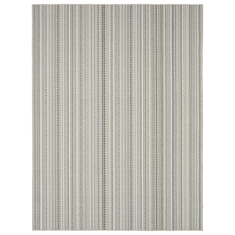 Tapis touffeté à rayures rectangulaire beige Kandace, Rectangle 9 pi x 12 pi