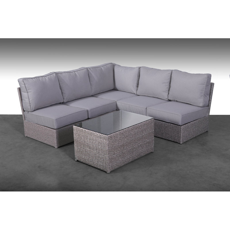 Widener Fully Assembled 4 - Person Seating Group with Cushions | No Assembly, Mixed Gray