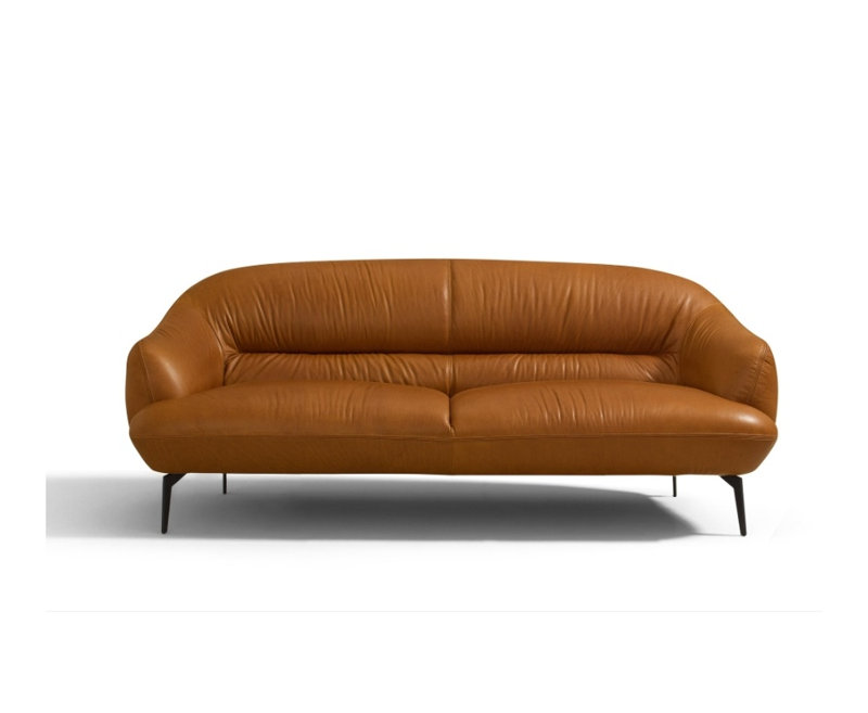 Causeuse en cuir Leonia Cognac